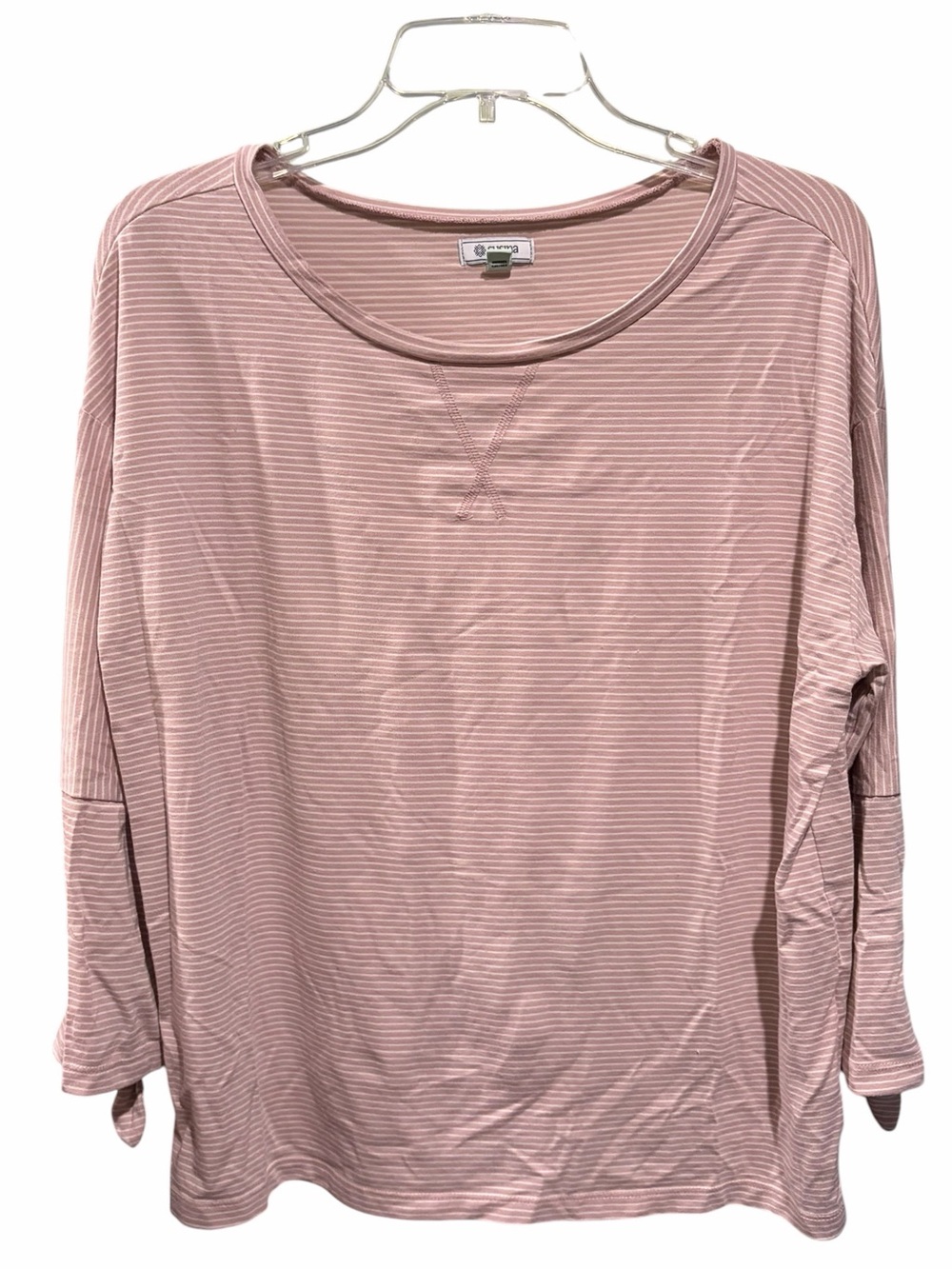 Susina Dusty Rose Striped Long Sleeve Tee
